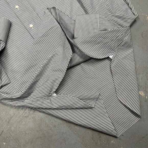 Ermenegildo Zegna Dress Shirt Striped Long Sleeve Cotton White 41 16 Large - Picture 6 of 8